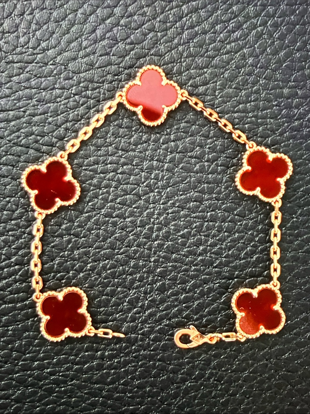 Van Cleef Sweet Alhambra Red Four-Leaf Clover Bracelet